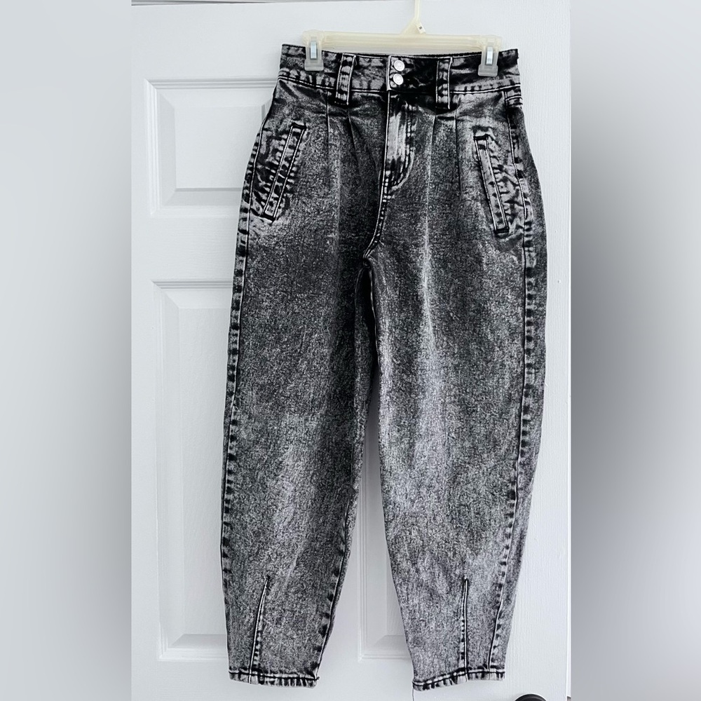 High-Rise Black Acid Wash Women's Jeans